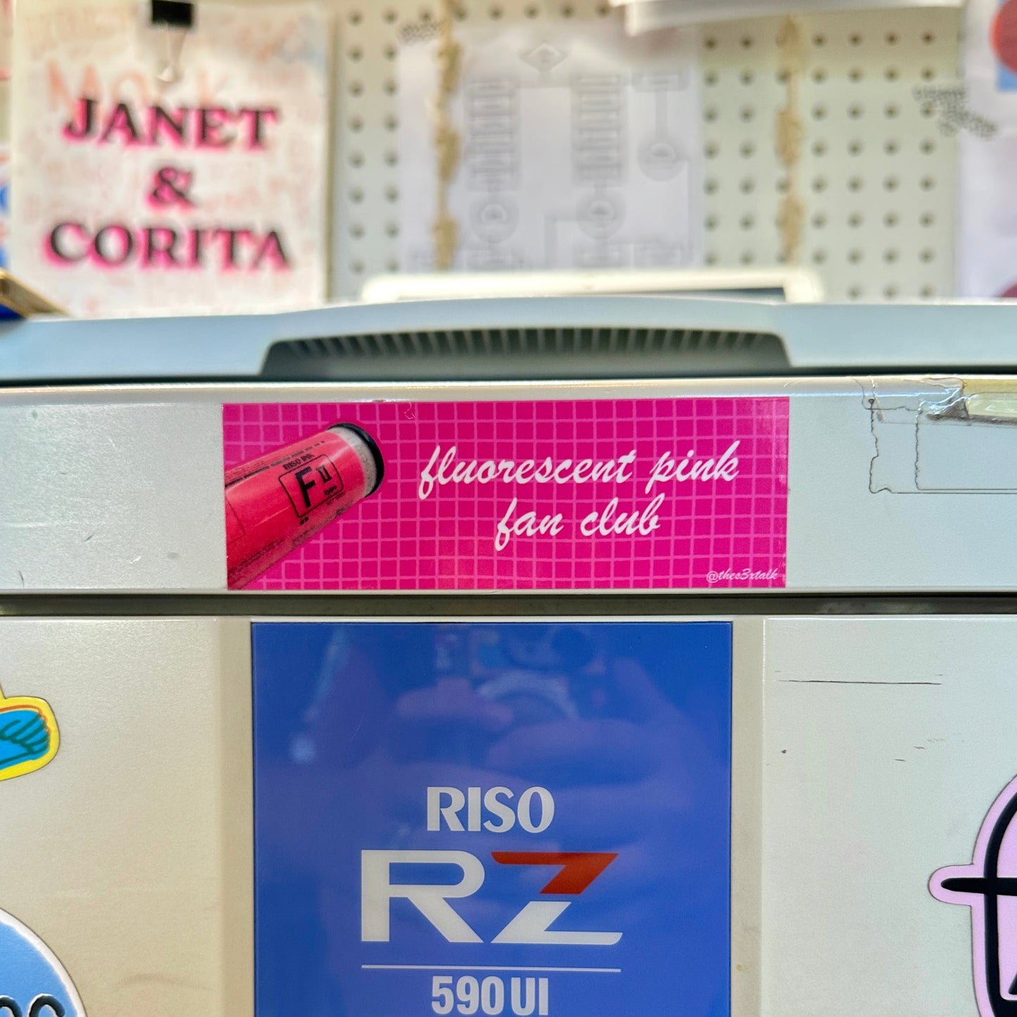 Fluorescent Pink Fan Club Sticker